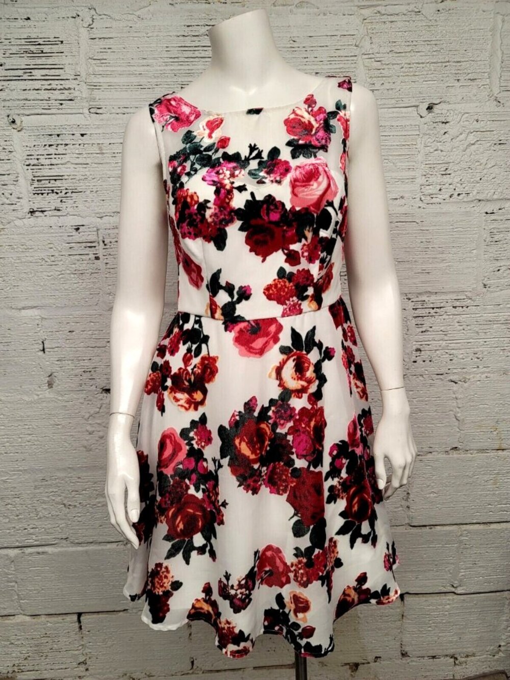 Betsey Johnson Women's Size 4 Fit n Flare Velvet Sheer Floral Lined Dress